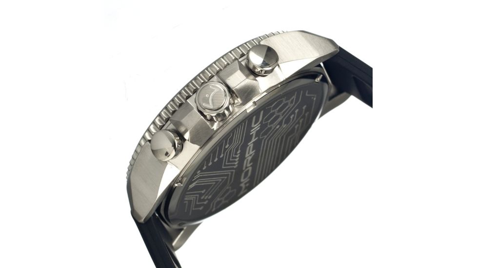 Morphic M28 Series Watch,Black Silicone Band,Red Hand,Silver Bezel,Silver Analog Dial,Strap Buckle MPH2801