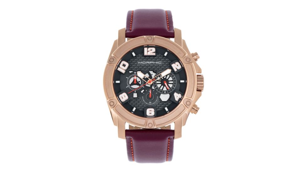 Morphic M73 Series Chronograph Leather-Band Watch, Rose Gold/Charcoal, One Size, MPH7305