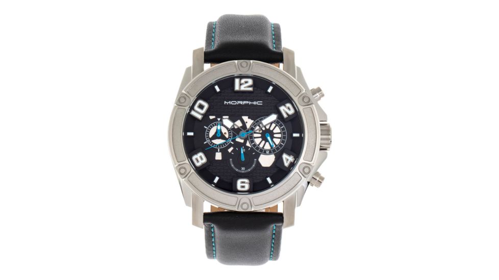 Morphic M73 Series Chronograph Leather-Band Watch, Silver/Black, One Size, MPH7302