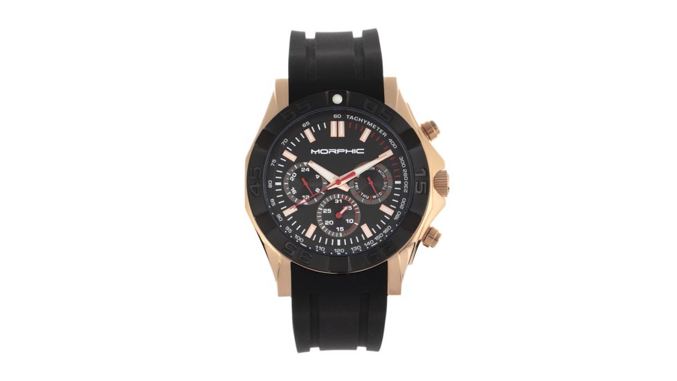 Morphic M75 Series Tachymeter Strap Watch w/ Day-Date, Rose Gold/Black, One Size, MPH7505