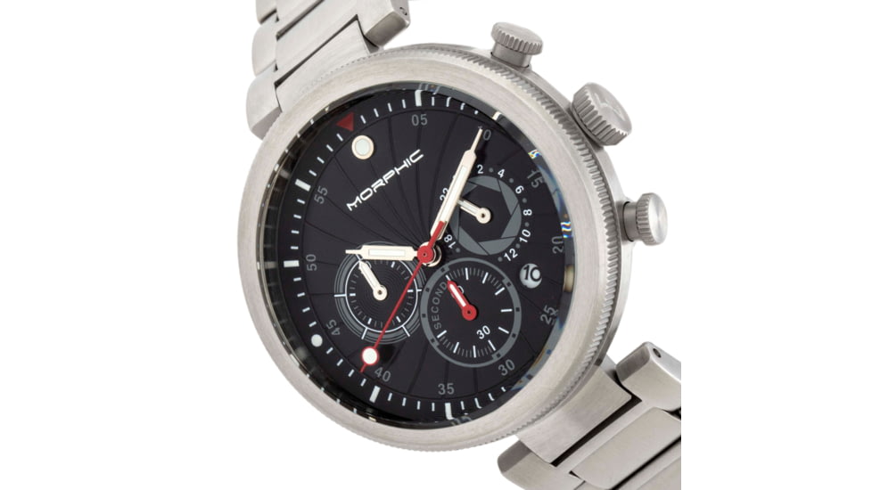 Morphic M87 Series Chronograph Bracelet Watch w/Date, Silver/Black, One Size, MPH8702