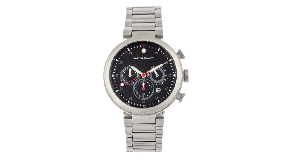 Morphic M87 Series Chronograph Bracelet Watch w/Date, Silver/Black, One Size, MPH8702