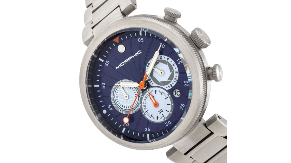 Morphic M87 Series Chronograph Bracelet Watch w/Date, Silver/Blue, One Size, MPH8703