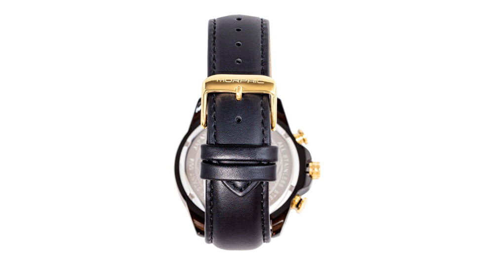Morphic M88 Series Chronograph Leather-Band Watch w/Date, Black/Gold, One Size, MPH8805