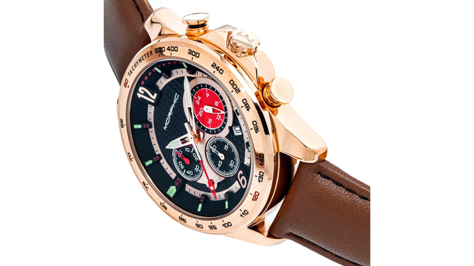 Morphic M88 Series Chronograph Leather-Band Watch w/Date, Brown/Rose Gold, One Size, MPH8803