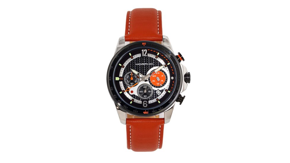 Morphic M88 Series Chronograph Leather-Band Watch w/Date, Camel/Black, One Size, MPH8801