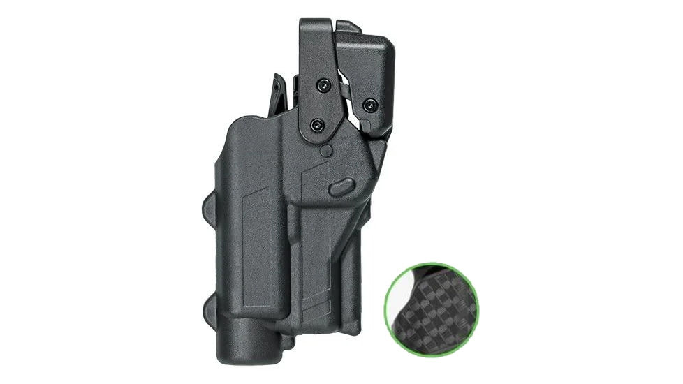 Alien Gear Holsters Rapid Force Duty Holster LVL 3 w/Light-Bearing w/Bag Packaging, Glock 19/45 Gen 1-5/19X/19 MOS/23 Gen 1-4/44/45 MOS, Left Hand, BasketWeave Black, RD-M-0057-BW-LH-L1-B
