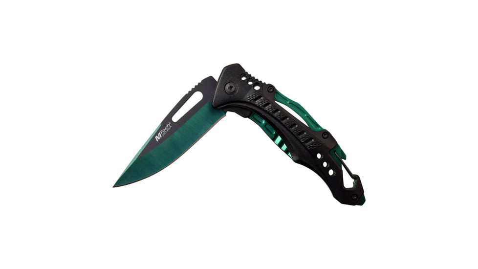 Mtech Drop Point Spring Assisted Knife w/Bottle Opener, 3.5 in, 3Cr13 Stainless Steel Stainless Steel, Black/Green, MT-A705G2-GN