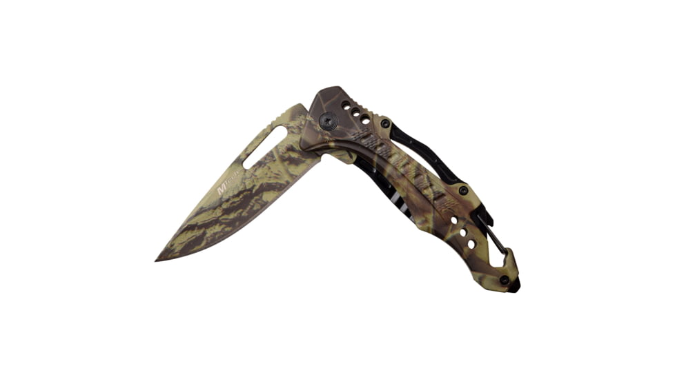 Mtech Drop Point Spring Assisted Knife w/Bottle Opener, 3.5 in, 3Cr13 Stainless Steel Stainless Steel, Wood Camo, MT-A705G2-CA