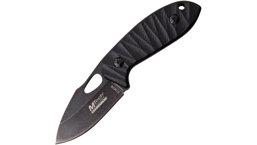Mtech Evolution Knife, 6in Overall, 2.5in Black Stonewash 8Cr13Mov SS Drop Point, Black Textured G10 Handle, Thumb Pull, Black Kydex Sheath, MTE-FIX001-BK