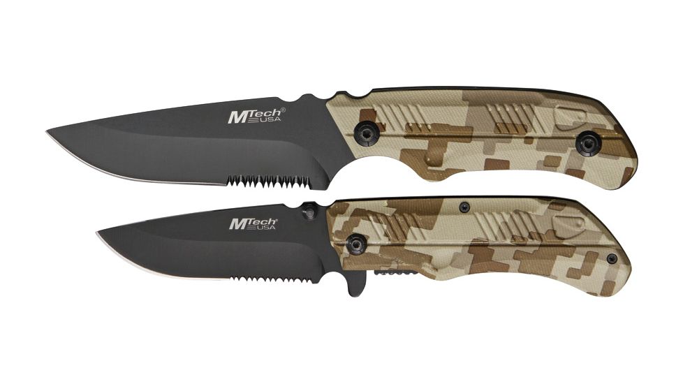 Mtech Fixed Blade-Linerlock Combo Knives MT566DM