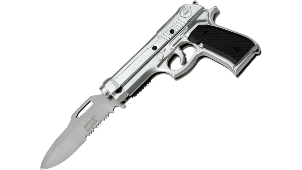 Mtech Folder Pistol-Shaped Knife, Black-Silver MTA818SB