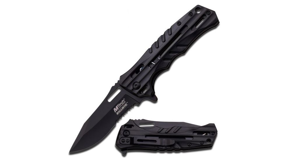 Mtech Folding Blade, 3.25in, Stainless Steel Blade, Black Aluminum Handle MT-A852BK