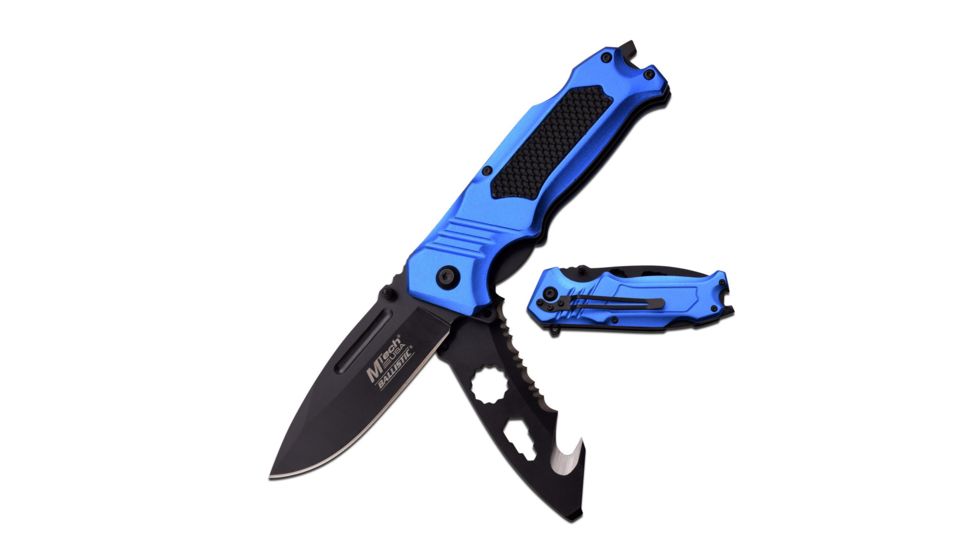 Mtech Folding Blade, 3.35in, Stainless Steel Blade, Blue Aluminum Handle MT-A914BL