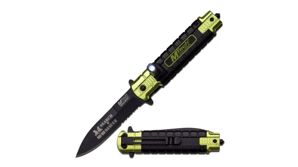Mtech Folding Blade, 3.58in, Stainless Steel Blade, Yellow And Black Two-Toned Aluminum Handle MT-A859YL