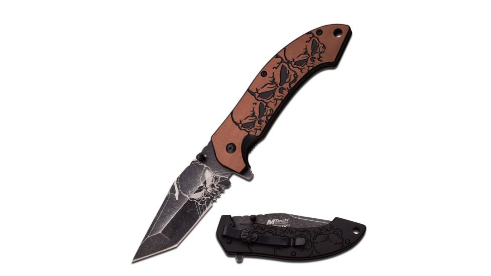 Mtech Folding Blade, 3.5in, Stainless Steel Blade, 2 Tone Brown Anodized Aluminum Handle MT-A903BN