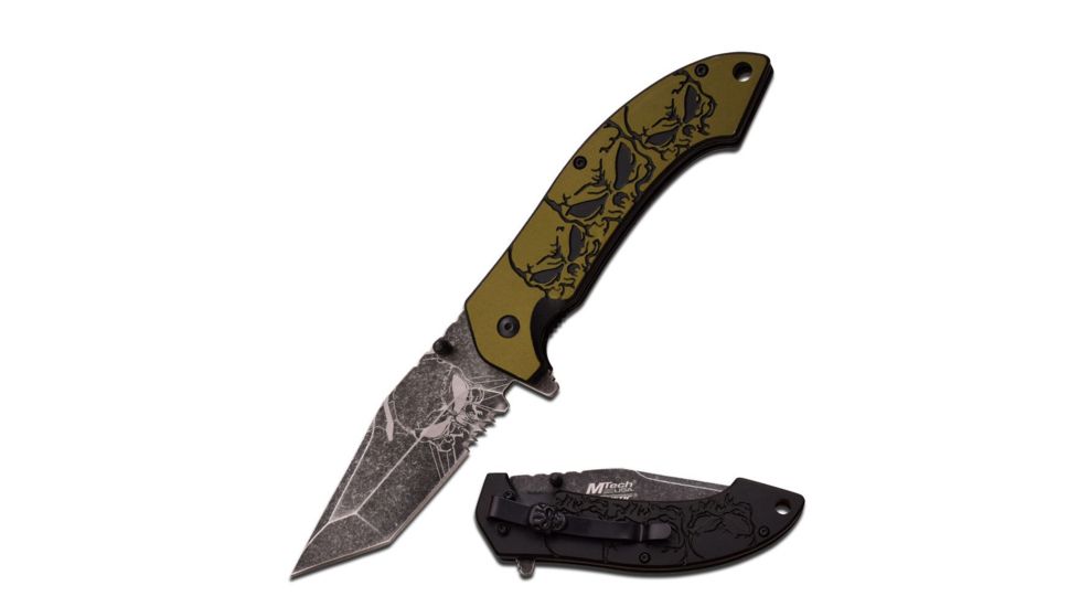 Mtech Folding Blade, 3.5in, Stainless Steel Blade, 2 Tone Green Anodized Aluminum Handle MT-A903GN