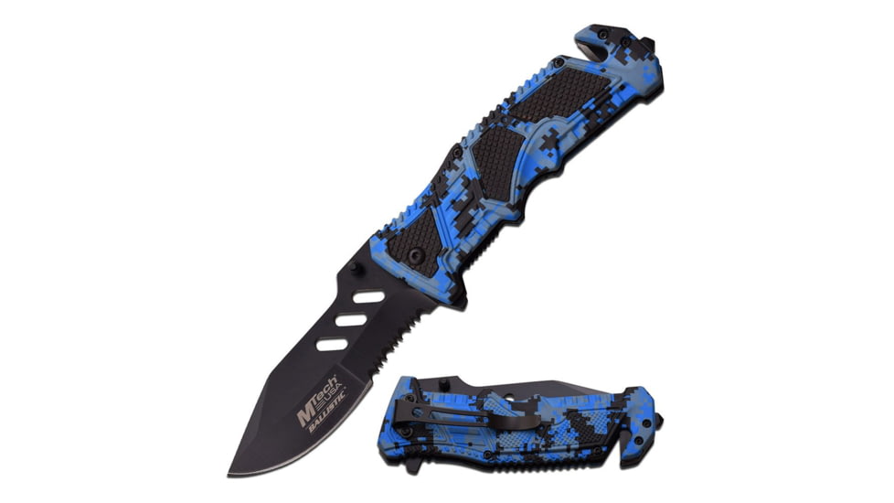 Mtech Folding Blade, 3.6in, Stainless Steel Blade, Blue Digital Camo Coated Aluminum Handle MT-A941DB