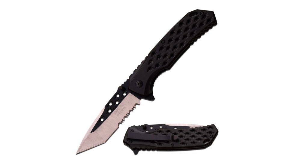 Mtech Folding Blade, 3.75in, Stainless Steel Blade, Black Aluminum Handle MT-A931BK