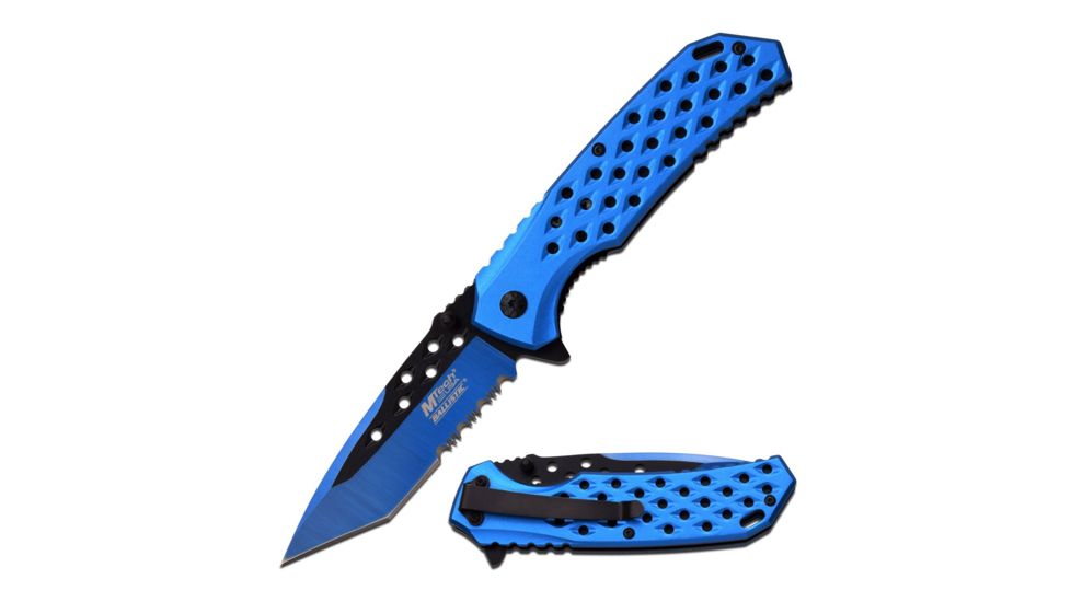 Mtech Folding Blade, 3.75in, Stainless Steel Blade, Blue Aluminum Handle MT-A931BL