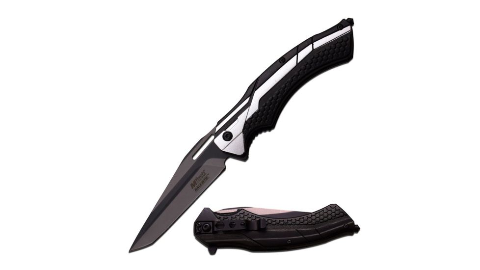 Mtech Folding Blade, 3.75in, Stainless Steel Blade, Silver And Black Two-Tone Aluminum Handle MT-A934BS