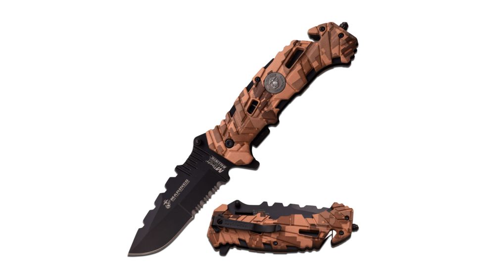 Mtech Folding Blade, 3.8in, Stainless Steel Blade, Nylon W/Glass Fiber/Camo W/Anodized Black Liner Handle M-A1049DM