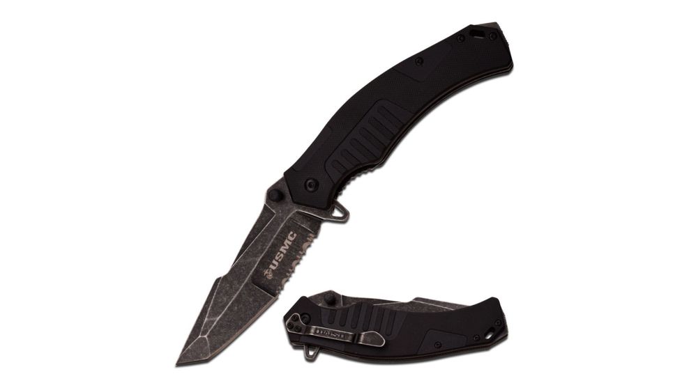 Mtech Folding Blade, 4in, 7CR17 Steel Blade, Black Cnc Milled G10 Handle M-A1046BS