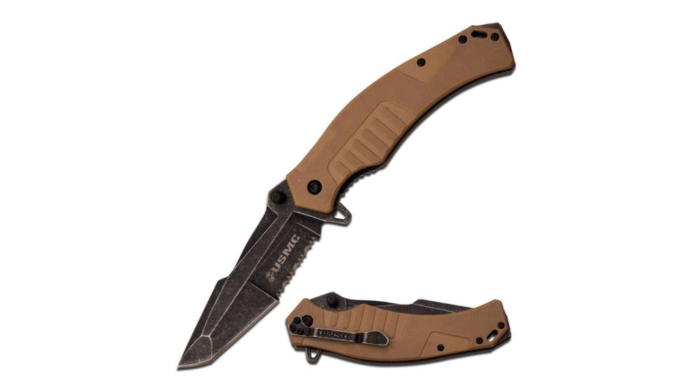 Mtech Folding Blade, 4in, 7CR17 Steel Blade, Tan Cnc Milled G10 Handle M-A1046TN
