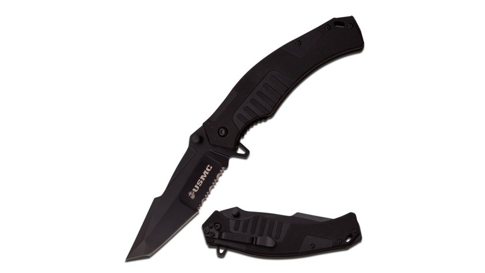 Mtech Folding Blade, 4in, Stainless Steel Blade, Black Cnc Milled G10 Handle M-A1046BK