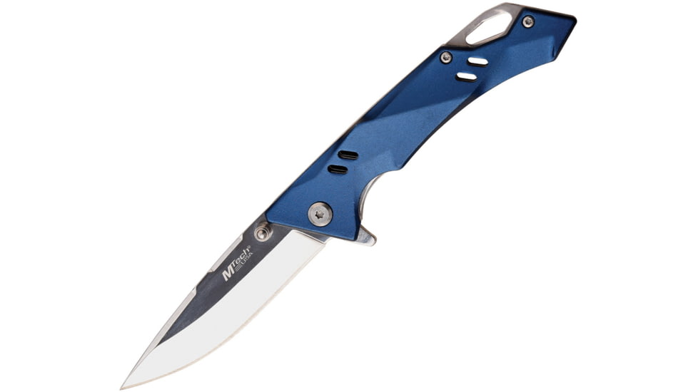 Mtech Framelock Blue Folding Knife, 3.25 mirror finish 3Cr13 stainless blade, Blue aluminum handle with mirror finish stainless , MT-1142BL