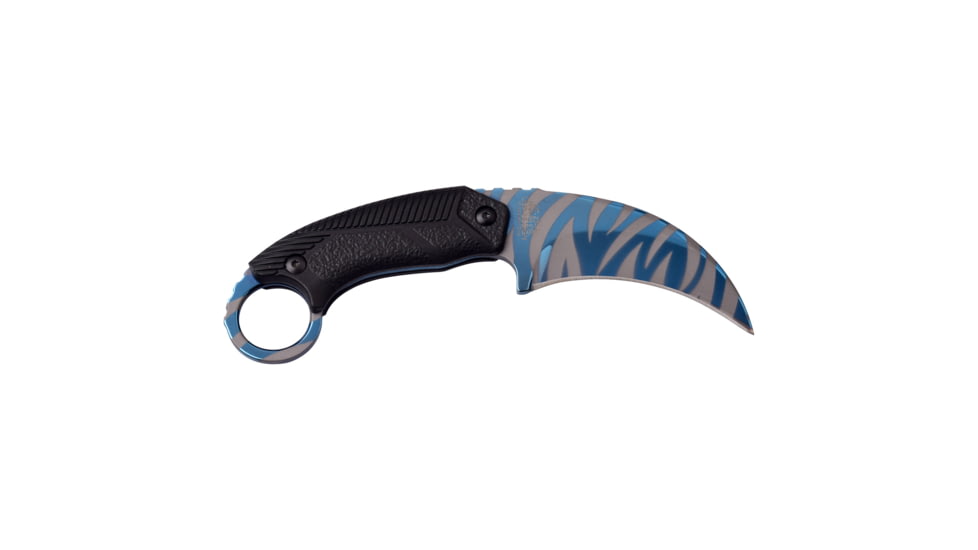 Mtech Hawkbill Fixed Blade Knife, 3.5 in, 3Cr13 Stainless Steel Stainless Steel, Black/Blue/Grey, MT-20-78BL