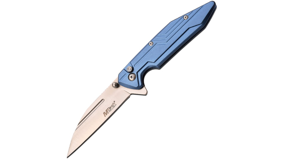 Mtech Linerlock Folding Knife, 3 satin finish 3Cr13 stainless blade, Blue anodized aluminum handle, MT-1177BL