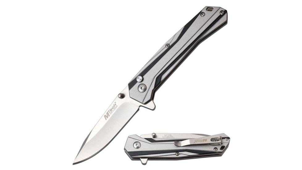 Mtech Manual Folding Knive, 3.25in Blade, 3CR13 Steel Blade Knive, Black/Grey, MT-1109GY