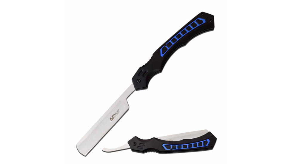 Mtech MT-1007BL Manual Folding Knife, 4.75in, 3CR13 Stainless Steel, Razor, Steel Blade, Aluminum Handle, Blue, MT-1007BL