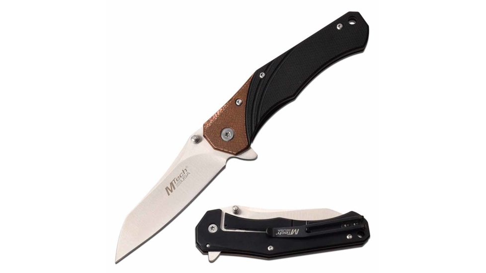 Mtech MT-1103BZ Manual Folding Knife, 4.75in, 3CR13 Stainless Steel, Sheepsfoot, Steel Blade, G10 Handle, Bronze, MT-1103BZ
