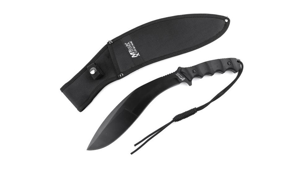 MTech Tactical Machete,10.25in,Black 440C Stainless Blade,Black Textured, Fingergroove G-10 Handle MTX8093BK