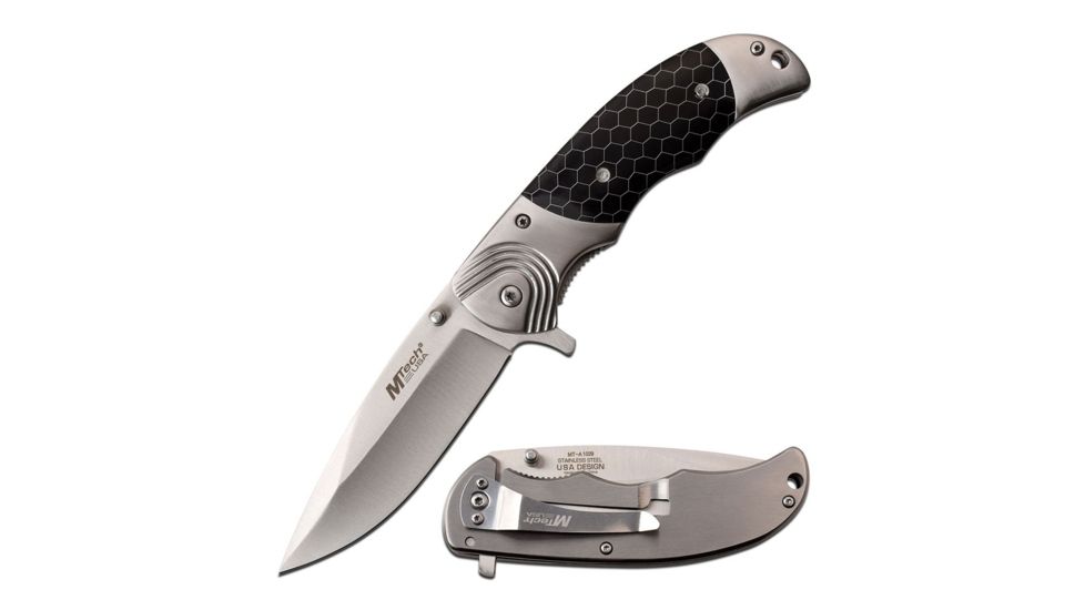 Mtech USA MT-A1029BK 3CR13 Steel Blade Stainless Steel Handle Folding Knife MT-A1029BK