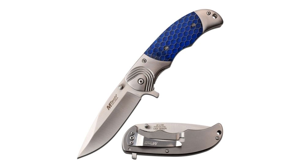 Mtech USA MT-A1029BL 3CR13 Steel Blade Stainless Steel Handle Folding Knife MT-A1029BL