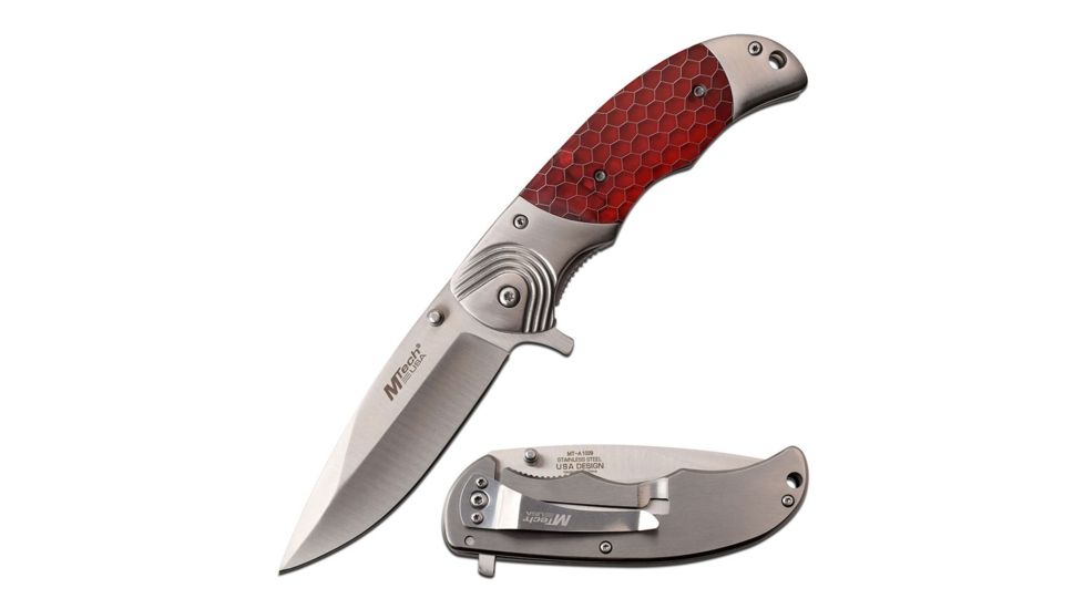 Mtech USA MT-A1029RD 3CR13 Steel Blade Stainless Steel Handle Folding Knife MT-A1029RD