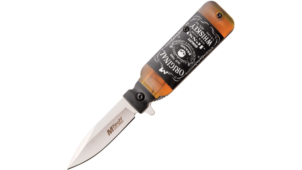 Mtech Whiskey Linerlock A/O Folding Knife, 2.5 satin finish stainless tanto blade, ABS handle, MT-A1190W