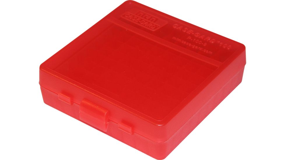 MTM 100 Round 9MM/380 Pistol Ammo Box,Clear Red P100929