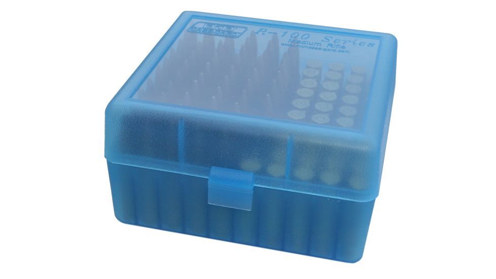 MTM 100 Round Blue Medium Rifle 243/308 Caliber Ammo Box RM10024