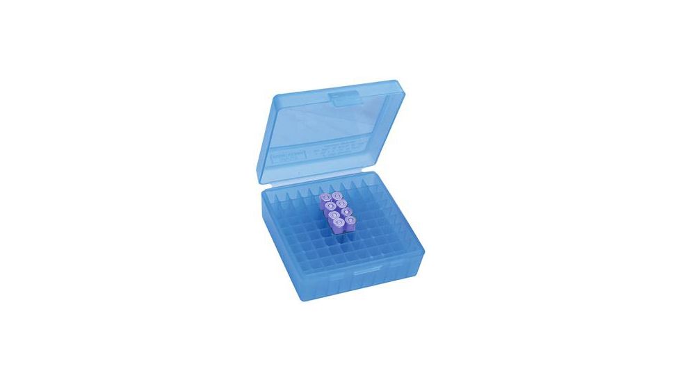 MTM 100 Round .38-.357 Pistol Ammo Box, Blue - P100324