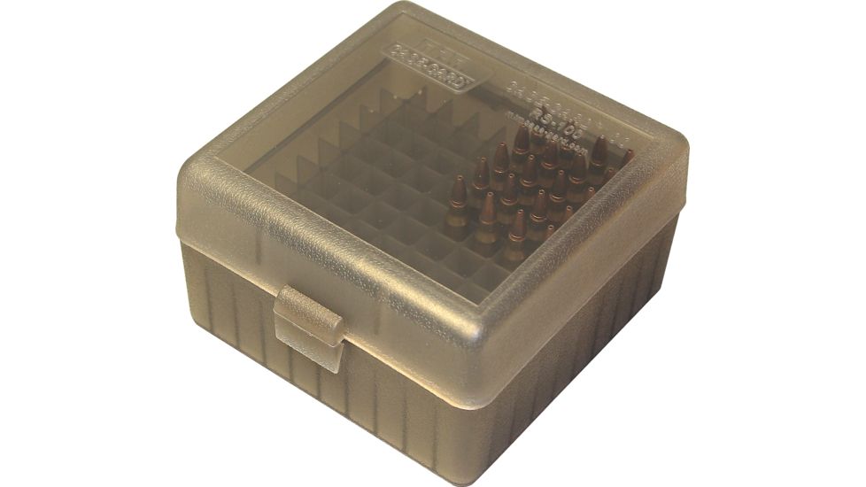 MTM Ammo Box 100 Round Flip-Top 223 204 Ruger 6x47, smk/clear, small RS-100-41