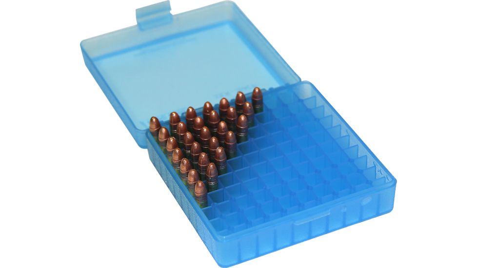 Mtm Ammo Box .22lr 100-rounds, Clear Blue, P-100-22-24