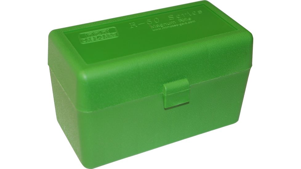 MTM Case-Gard 50 Flip Top Rifle Ammo Box for Large Magnum Calibers Green