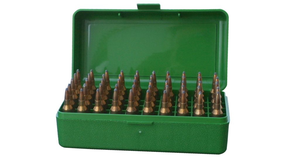 MTM Case-Gard 50 Flip Top Rifle Ammo Box For WSSM and .500 S&amp;W, Green
