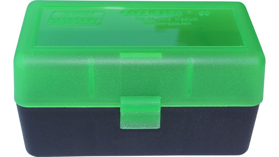 MTM Case-Gard 50 Rifle Ammo Boxes .22-250 To .308 Clear Green/Black