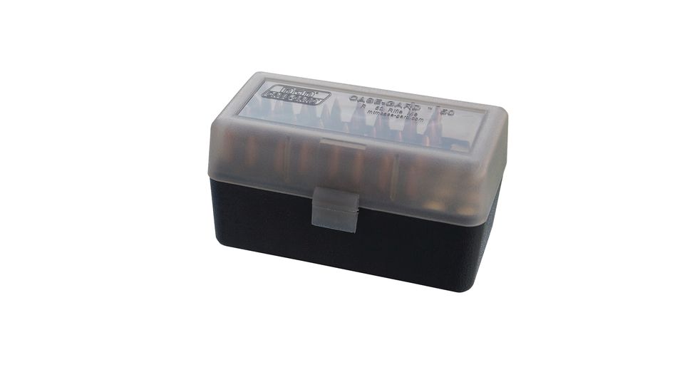 MTM Case-Gard 50 Rifle Ammo Boxes .22-250 To .308 Clear Smoke/Black