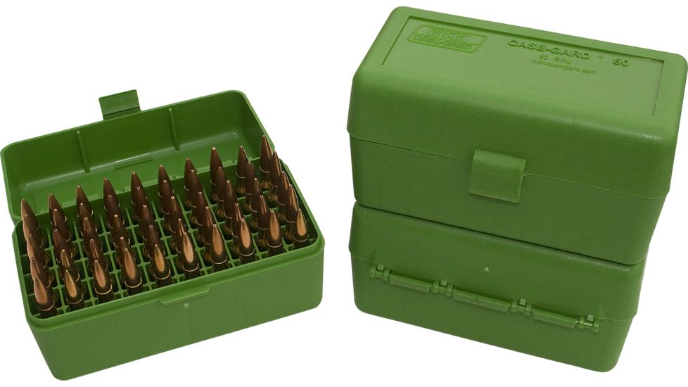MTM Case-Gard 50 Rifle Ammo Boxes .22-250 to .308 Green